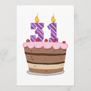 Carte 31 ans sur le gâteau d'anniversaire