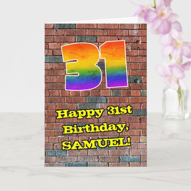 Carte 31e anniversaire : Arc-en-ciel amusant inspiré par (Orchidée)