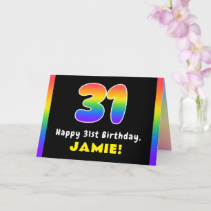 Carte 31e anniversaire : Arc-en-ciel coloré # 31, Nom pe