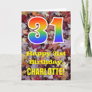 Carte 31e anniversaire ; Feuilles rustiques d'automne ; 