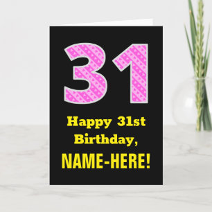 Carte 31e anniversaire : Pink Stripes and Hearts "31" + 