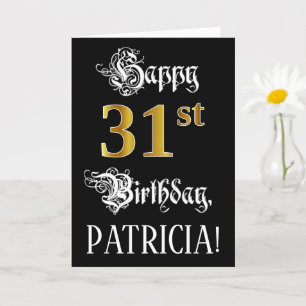 Carte 31e anniversaire — Script fantaisie; Faux Gold Loo