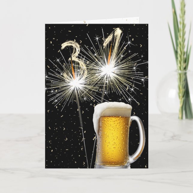 Carte 31e anniversaire Sparklers avec Beer Mug (Devant)