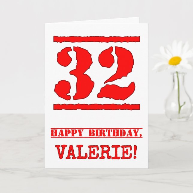 Carte 32e anniversaire : Amusant, Timbre en caoutchouc r (Petite plante)