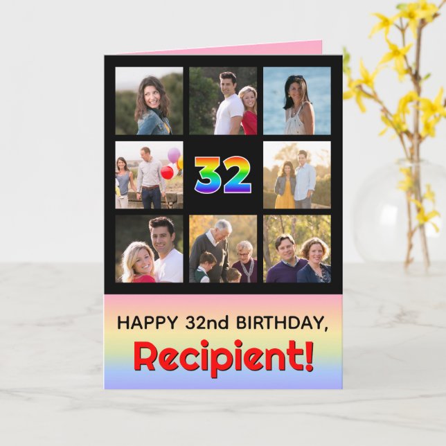 Carte 32e anniversaire : Arc-en-ciel amusant #, photos p (Fleur jaune)