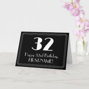 Carte 32e anniversaire ~ Art Déco Inspiré Look "32", Nom
