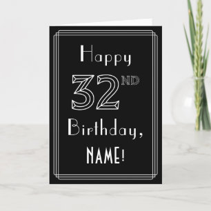 Carte 32e anniversaire : Art Déco Style # 32 & Nom perso