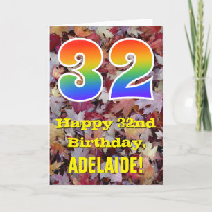 Carte 32e anniversaire; feuilles d'automne rustiques; ar