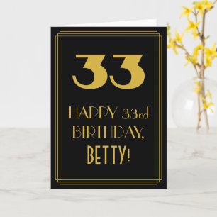 Carte 33e anniversaire ~ Art Déco Inspiré Look "33" & No