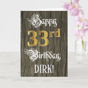 Carte 33e anniversaire : Faux Gold Look + Faux Wood Moti