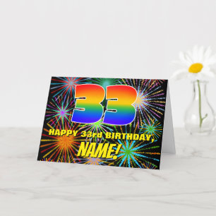 Carte 33e anniversaire : Feu d'artifice festif amusant e