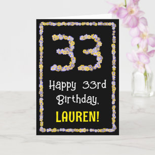 Carte 33e anniversaire : Floral Flowers Numéro, Nom pers