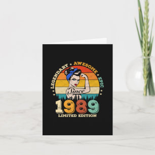 Carte 34 ans 1989 Cadeau Vintage Femmes 34e anniversaire