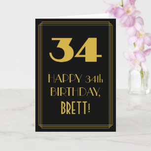 Carte 34e anniversaire ~ Art Déco Inspiré Look "34" & No