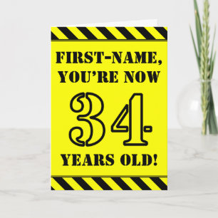 Carte 34e anniversaire : Jeu de style de crayon amusant 