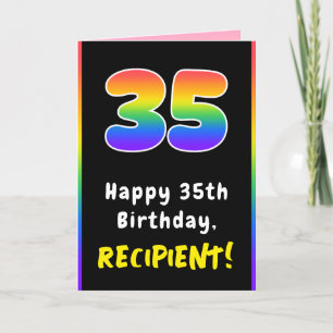Carte 35e anniversaire : Arc-en-ciel coloré # 35, Nom pe