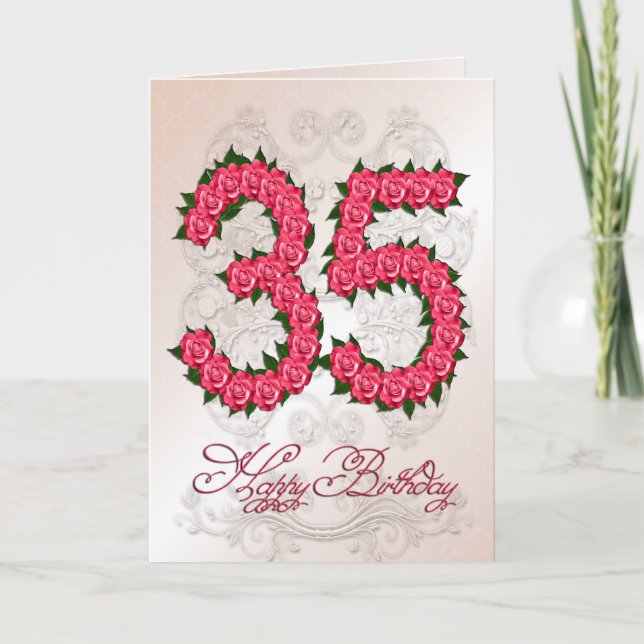 Carte 35e anniversaire avec roses et feuilles (Devant)