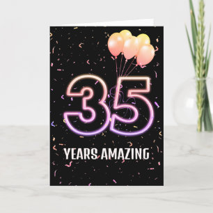 Carte 35e anniversaire Ballons et Confetti