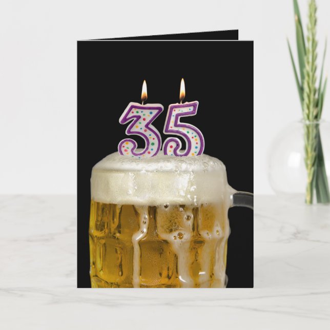 Carte 35e anniversaire Bière en noir (Devant)