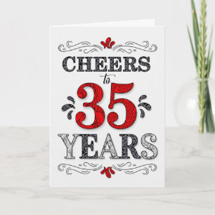 Carte 35e anniversaire Cheers en Motif noir blanc rouge