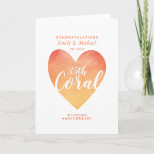 Carte 35e anniversaire de mariage CORAL personnalisé