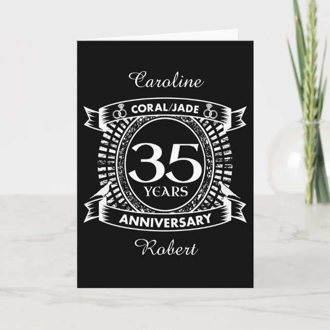 Carte 35e anniversaire de mariage Couronne de jade corai (Devant)