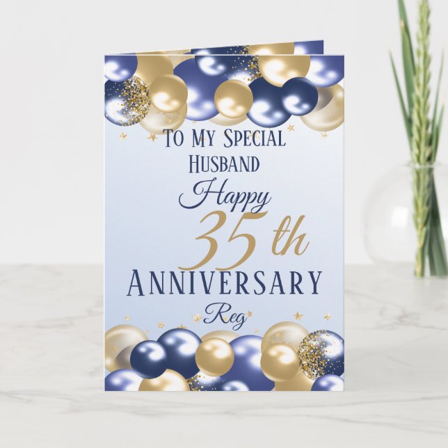Carte 35e anniversaire de Mariage Mari Marine Gold (Devant)