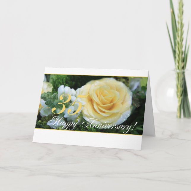 Carte 35e anniversaire du Mariage - Rose jaune (Devant)