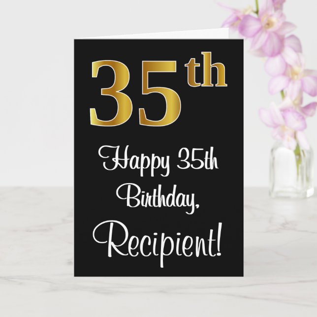 Carte 35e anniversaire ~ Elégant Luxueux Faux Gold Look  (Orchidée)