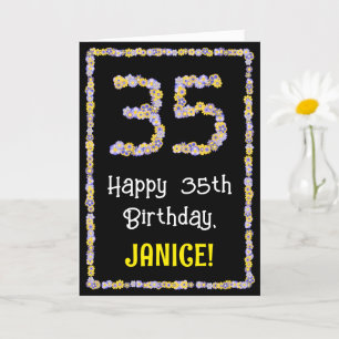 Carte 35e anniversaire : Floral Flowers Numéro, Nom pers