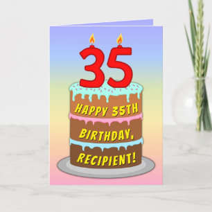 Carte 35e anniversaire — Fun Cake & Candles, avec nom pe