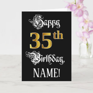 Carte 35e anniversaire — Script fantaisie; look or Faux;