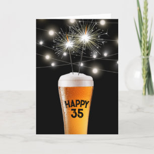 Carte 35e anniversaire Sparkler en verre de bière