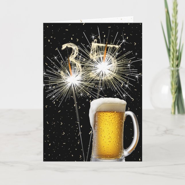Carte 35e anniversaire Sparklers avec Beer Mug (Devant)