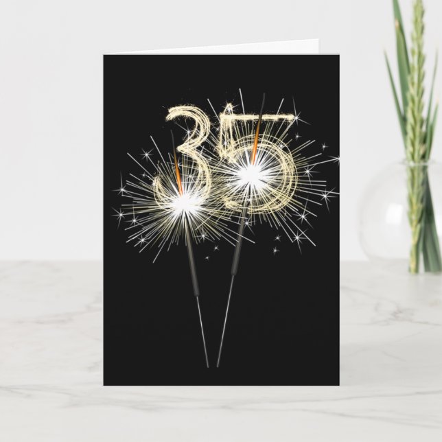 Carte 35e anniversaire Sparklers en noir (Devant)