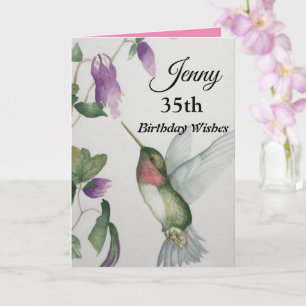 Carte 35e joli colibri Joyeux anniversaire