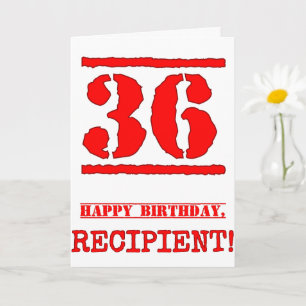Carte 36e anniversaire : Amusant, Timbre en caoutchouc r