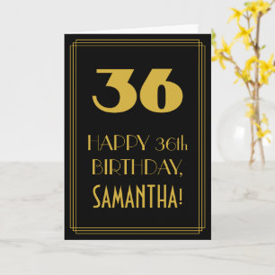 Carte 36e anniversaire ~ Art Déco Inspiré Look "36" & No