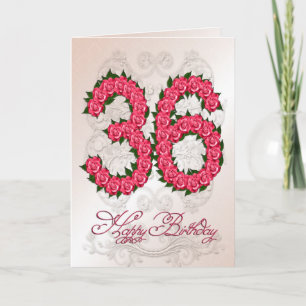 Carte 36e anniversaire avec roses et feuilles
