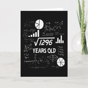 Carte 36e anniversaire Carré mathématiques racine 36 ans