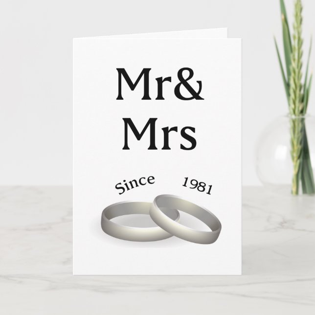 Carte 36e anniversaire de mariage Mr et Mme depuis 1981 (Devant)