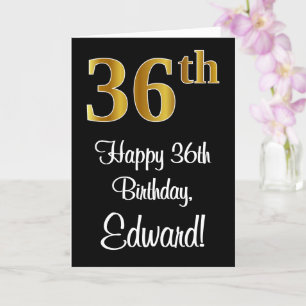 Carte 36e anniversaire ~ Elégant Luxueux Faux Gold Look 