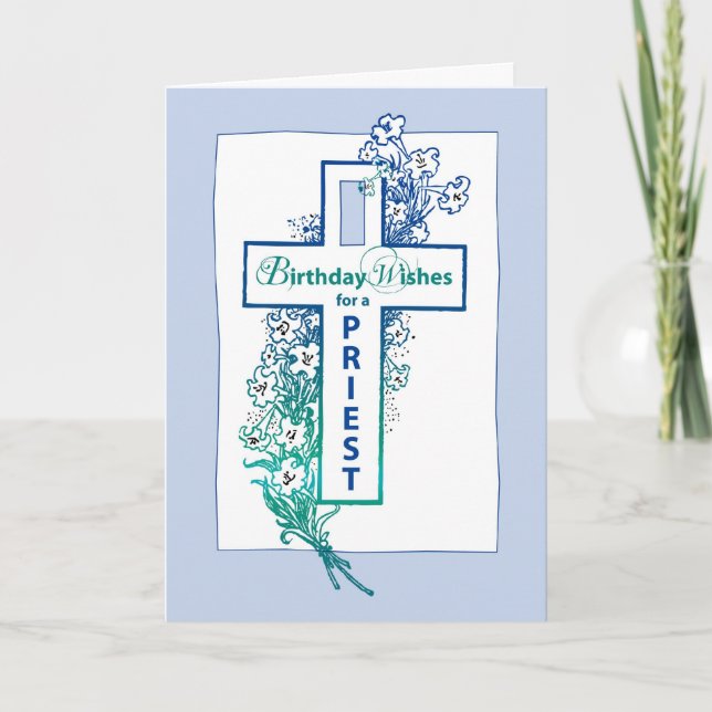 Carte 3772 Fleurs de croix d'anniversaire du prêtre (Devant)