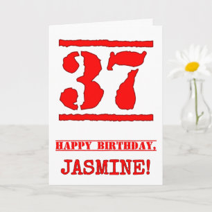 Carte 37e anniversaire : Amusant, Timbre en caoutchouc r