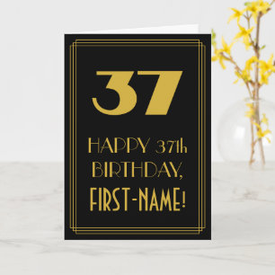 Carte 37e anniversaire - Art Déco Inspiré Look "37" & No