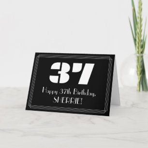 Carte 37e anniversaire : Art Déco Inspiré Look "37" & No