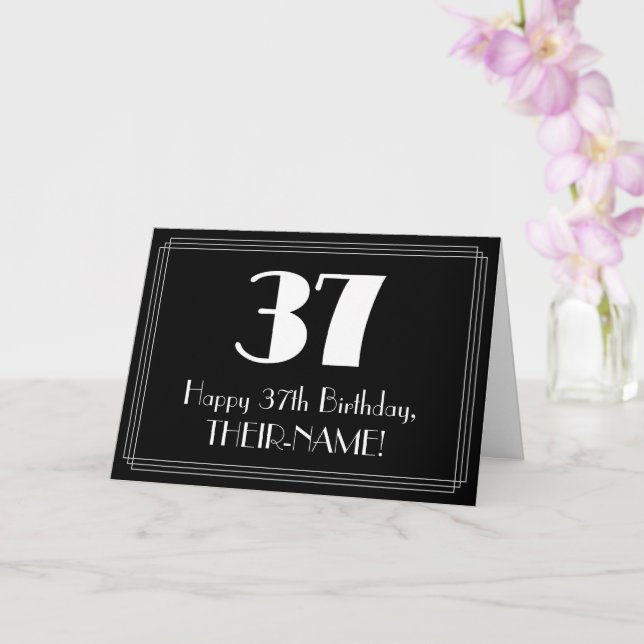 Carte 37e anniversaire ~ Art Déco Inspiré Look "37", Nom (Orchidée)