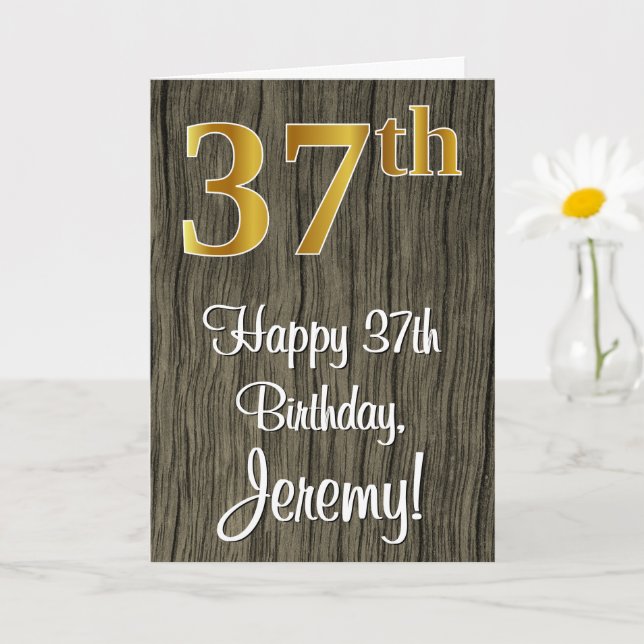 Carte 37e anniversaire : Elégant look d'or Faux #, Faux  (Petite plante)
