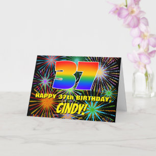 Carte 37e anniversaire : Feu d'artifice festif amusant e