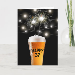Carte 37e anniversaire Sparkler en verre de bière